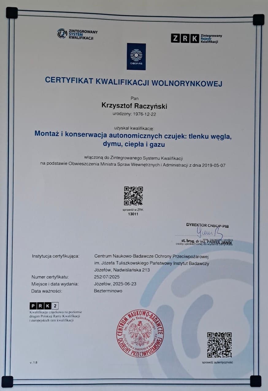 Certyfikat kwalifikacji wolnorynkowej ZRK